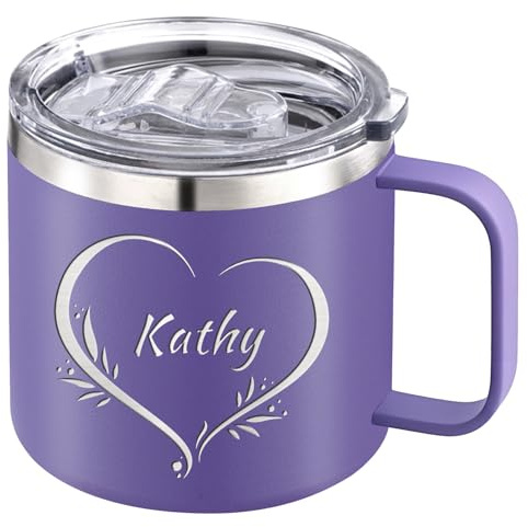 Tazza da caffè personalizzata in acciaio inossidabile Bulk Personalizzato Isolato Bicchiere da viaggio Coperchio scorrevole Maniglia Incisa Tazza per Natale Compleanno San Valentino Regali per Uomini