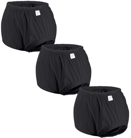 Carer 3 Pack Adult Diapers Covers for Incontinence Noise-Free | Waterproof Washable Reusable Incontinence Leak-proof Plastic Pants Unisex Black Size 32-35