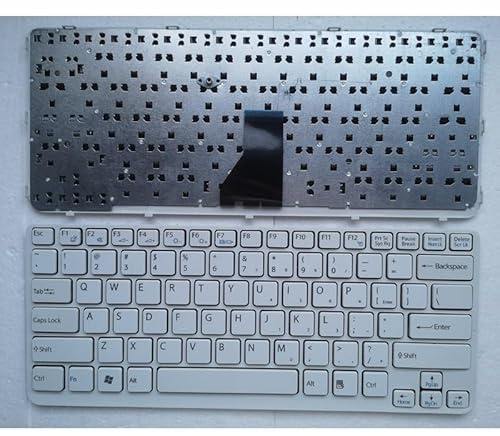 WJYOZSA US No Nuova Tastiera del Computer Portatile retroilluminata for Sony VAIO SVE141 SVE1412E1RB SVE141A11W SVE141C11X sve141d11l sve14112elb Facili da Riparare(White)