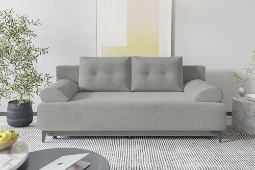 99rooms Fiora Couch Schlafsofa Sofa Cordstoff POSO Hellgrau