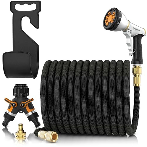 Brandson – 22.5m Gartenschlauch flexibel 3/4 Zoll mit Handbrause – Wasserschlauch mit Spritze – 9 Strahleinstellungen – Wasserverteiler – Wandaufhängung – für Garten Pflanzen Rasen Beete