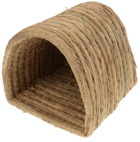 GATHINESS Nido Tejido para Mascotas Pequeñas de Paja Natural, Tamaño Pequeño, Cama para Hámster, Cobaya y Conejos, Estera para Jaulas, Uso Interior y Exterior, Compatible Casitas y Jaulas