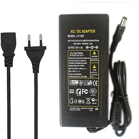 JOYLIT Alimentatore 12V 5A 60W, Trasformatore AC 100-240V a DC 12V EU Spina di Alimentazione, Trasformatore LED 12 Volt per Striscia LED, CCTV, Compatibile con Dispositivi 12Volt 0-5000mA