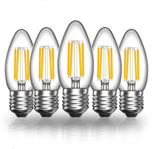 Luxvista E27 LED Dimmable Candle Filament Light Bulb C35 Edison Screw 4W 400 LM Glass Vintage Bulbs for 35-40W Halogen Bulb Replacement Warm White 2700K (5-Pack)