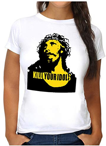 OM3® Kill Your Idols T-Shirt - Damen - 90s Jesus Hard Rock Punk Grunge Music Band - S - XXL