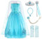 ReliBeauty Mädchen Kleid Prinzessin Langarm Falten Pailletten Schneeflocken Kostüm,7-9Jahren/128-140cm(Etikett150)
