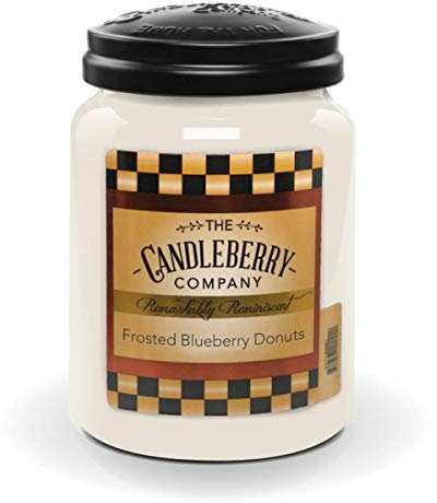 Candleberry Duftkerze im Glas mit Deckel - Frosted Blueberry Donuts (570g) - Intensiv duftende ganzjährige Kerze bis zu 160h Brenndauer für jeden Anlass, langlebig und handgegossen in den USA