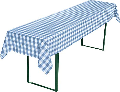 REDBEST Bierbanktischdecke, Biertisch-Auflage, Tischdecke Bierzeltgarnitur karo blau Größe 110x260 cm - strapazierstark und langlebig, mit schmalem Kuvertsaum