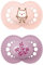 MAM Original Succhietto 6+ Mesi (Set da 2), Ciuccio MAM 6-16 mesi con tettarella ortodontica in silicone, Kit da 2 accessori neonato con pratico porta ciuccio sterilizzatore, Rosa/Lilla