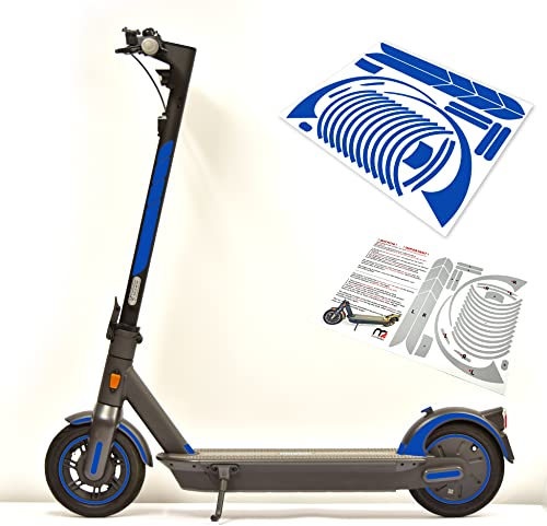 Aufkleber-Set/Sticker Set - 25-teilig auf 34x22cm Bogen geeignet für Segway Ninebot Max g30d E-Scooter (Blau Reflektierend)