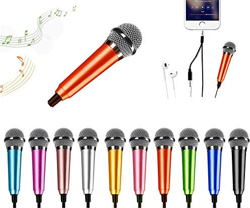 DELADOLA Mini Microphone - Portable Vocal Asmr Microphone for Voice Recording, Chatting and Singing on iPhone, Android, Laptop (Orange)
