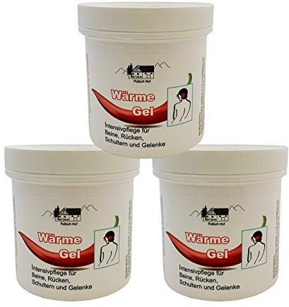 Iloda® 3x 250ml Wärme Gel vom Pullach Hof, Wärmegel, Wärmebalsam, Wärmesalbe, Intensivpflege für Beine, Rücken, Schultern und Gelenke