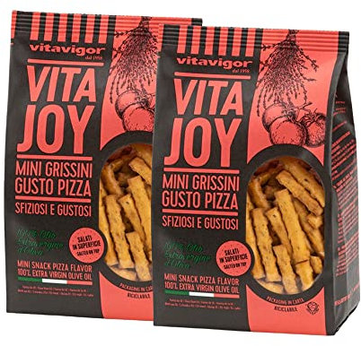 Snacks VitaJoy de pizza, Mini grissini con tomate y orégano (Pack 2 bolsas x 150g)