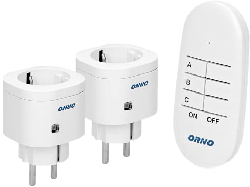ORNO GB-439(GS) Funksteckdosenschalter Set mit Fernbedienung 2+1 Reichweite im Freifeld: 30 m, Schuko