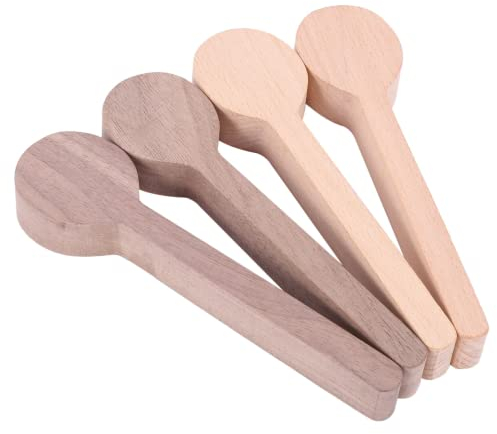 Hacbop 4pcs Wood Whittling Spoon Blanks for Carving, Wood Carving Spoon Blocks Natural Beech and Walnut Wood Unfinished Wooden Craft Whittling Kit for Carver/Whittling Beginner