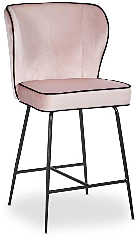 Menzzo Chaise de Bar Elsa Velours Rose