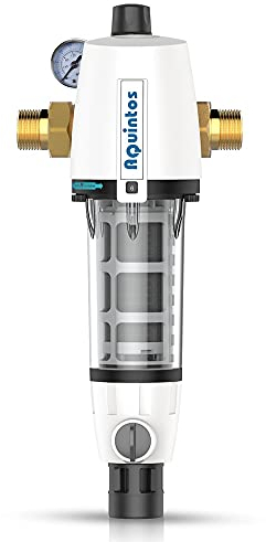 Aquintos RDX Vorfilter - Rückspülfilter - Hauswasserstation mit Druckminderer 1 Zoll / DN25 Hauswasserfilter - rückspülbar