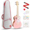 PICKAPICK Konzert-Ukulele, professionelles Mahagoni, 58,4 cm, für Anfänger, Starter-Set mit Gigbag, Unterrichtsbuch, Grußkarte, Plektrum und Gurt, Kirschrosa