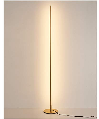Lampadaire LED, Or Argent Noir 150cm 3 Couleurs Température Lampe Sur Pied, Lampadaire En Fer Forgé Vernis De Cuisson Minimaliste, Chevet Dans Le Salon Coin Chambre (Couleur : Gold)