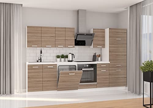 Küche Dave XL 300 cm Küchenzeile Küchenblock Einbauküche Sonoma Eiche Trüffel