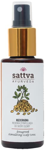 Sattva Haartonikum - Intensive Kopfhautpflege, Fördert das Haarwachstum und Hemmt Haarausfall, Natürliches Kopfhaut Tonikum für Trockene und Juckende Kopfhaut, Haarwasser Alkoholfrei (Fenugreek)