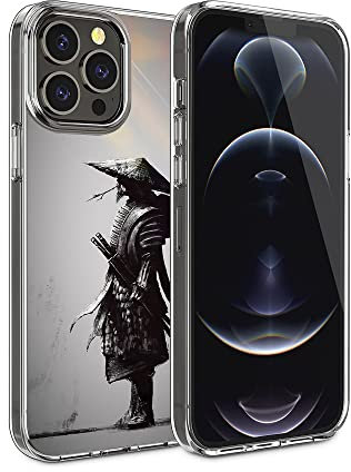 Kompatibel mit iPhone 12 Hülle iPhone 12 Pro Hülle, leistungsstarke japanische Samurai Handyhülle stoßfeste Abdeckung klare Hülle