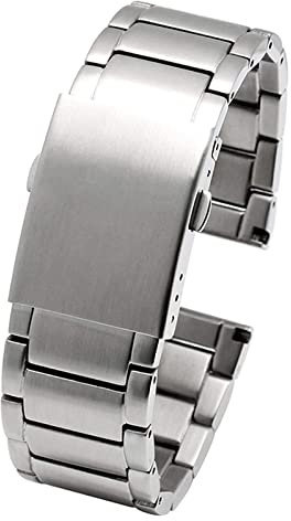 Overhil1s 22mm 24mm 26mm 28mm 30mm Edelstahl uhrband männer Metall Feste Armband Band Armband for Männer Frauen (Color : A Silver, Size : 28mm)