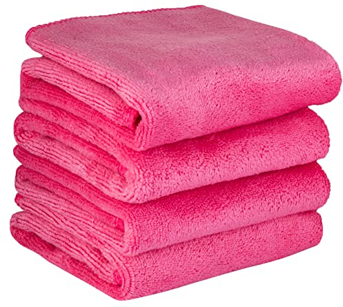 Mikrofaser Gesicht Reinigungstücher Make-Up Entferner Tuch Abschminktücher 4 Stück 30cm x 30 cm Rosa