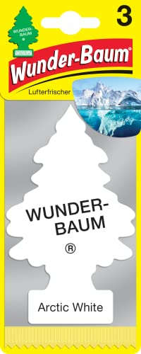 WUNDER-BAUM Auto-Lufterfrischer I Anhänger für langanhaltenden Duft im Auto oder zu Hause I Arctic White, 3 Stück