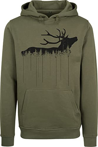 Baddery Jäger Pullover Herren - Waldhirsch - Jagd Geschenk Männer - Kleidung Zubehör (Olive M)