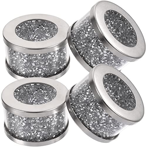 4 Stück Diamant Glas Serviettenhalter Edelstahl Kristall Serviettenringe Serviettenschnallen Tuchhalter Party Silber