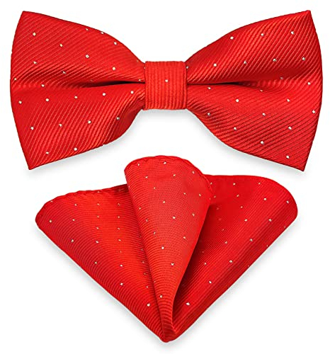 AUSUAYA Herren Fliege und Einstecktuch Set, Unisex Design Fliege und Einstecktuch für Business Formal Tuxedo oder Hochzeit MB-T8 (Rot)