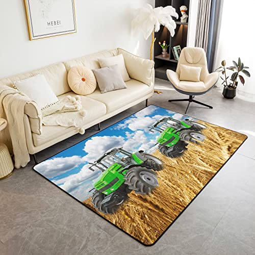 Loussiesd Traktor Bereich Teppich 150x200cm Landwirtschaftliche Ausrüstung LKW Teppiche Für Wohnzimmer Schlafzimmer BAU Auto Harvester Traktor Innenbodenmatte Teppich Wetterfest rutschfest