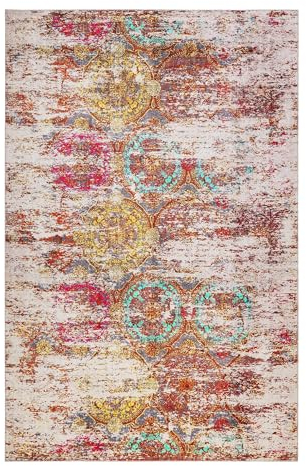 Bunter Kurzflor Teppich im angesagten Used-Look von WECONhome für Wohnzimmer, Schlafzimmer, Arbeitszimmer oder Kinderzimmer – Focus (70 x 120 cm, bunt)