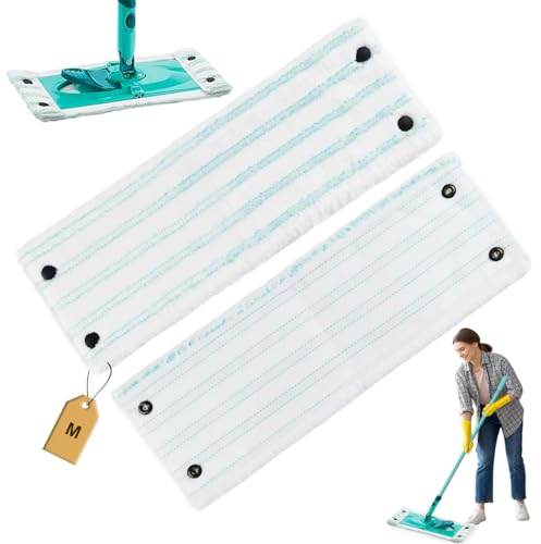 2 Stück Wischmopp Bezug für Leifheit Clean Twist M Micro Duo Bodenwischer Ersatzbezug Mikrofasern 33x15cm Set, Ersatz Zubehör für Leifheit Floor Wischbezug , für Starke Dekontamination, alle Böden