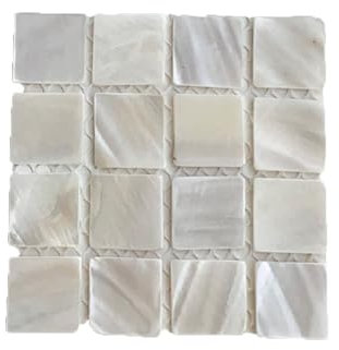 Yurosiay Shell Coasters, Natural Mother of Pearl Mosaic Tile, Cup Coasters, Square Table Mat, Thermal Insulation Underlay, Glass Coasters, Non-Slip Table Coasters for Table Decoration, White, 10.5 cm