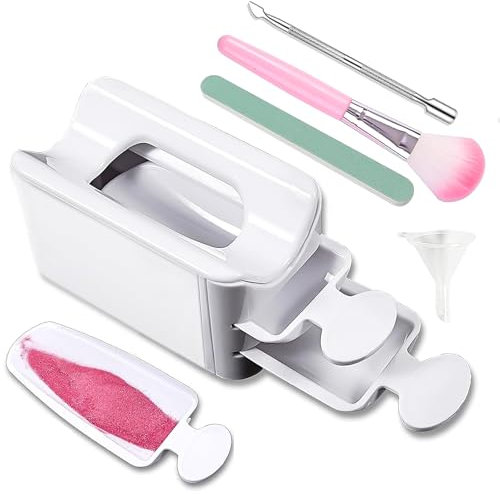 Nail Dip Powder Tray, Powders Nails Dipping Collector Set with Spoon, Brush, File, Dust for Dip Powder Manicure Starter Kit, Powders Nails Dipping Set Collectors