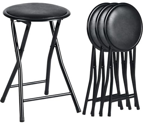 ZZINOKE Klapphocker 4er-Set,Kein Zusammenbau Erforderlich,30×30×46cm,Tragbarer Klapphocker mit Polsterung,Geeignet für Küche,Bistro,Garten und Außenbereich (Schwarz)