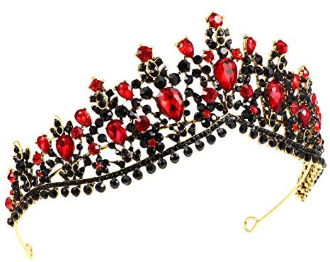 Kopfbedeckung mit Strasssteinen for Frauen, Haarspange, Stirnband, Tiara mit Strasssteinen for die Hochzeit, Krone, Kopfbedeckung for die Hochzeit, Tiara(Red)