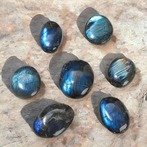 arana's - Labradorita piedra de preocupación natural - Piedra de palma para relajación estrés meditación yoga - Pulida artesanal hecha a mano - Cristal para litoterapia (Labradorita, 3-4 cm)