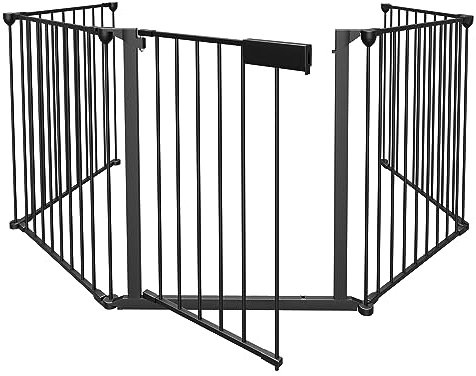 Cecaylie Kaminschutzgitter mit Tür 310cm Metall Ofenschutzgitter Laufgitter Laufstall Absperrgitter Tierschutzgitter Türschutzgitter für Kinder-Sicherung, 5-teilig