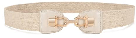 JasGood Stroh gewebte elastische Taille Gürtel für Damen 3,5cm Breite,Stretch Boho geflochtene dünne Kleid Gürtel