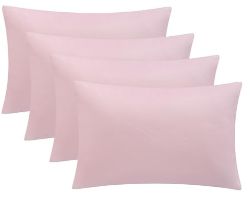 Tifschlaf Pillow Cases 4 Pack - Rose Pink Pillowcases Pack of 4, 100% Brushed Microfiber Standard Queen Pillow Covers With Envelope Closure, 50x75 cm