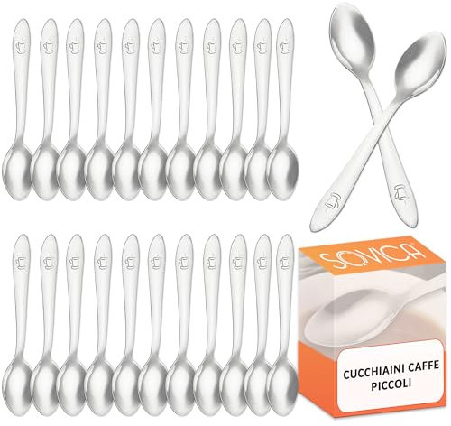 Cucchiaini caffe piccoli acciaio inox 24 pezzi 10 cm adatto per la casa ristoranti lavastoviglie