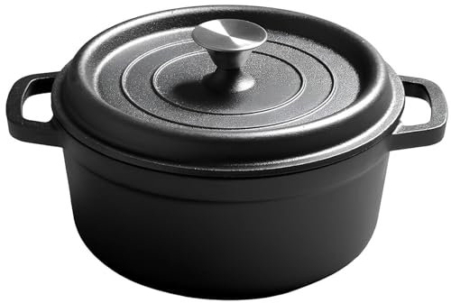 UIUIO Casserole Plats avec Couvercles, Casserole De Four Hollandais en Fonte avec Poignées Ergonomiques, Plat De Four, Casserole, Ragoût De Ragoût,20cm
