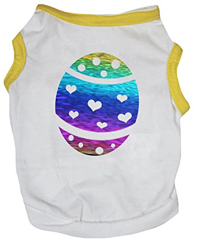 Petitebelle Regenbogen-Osterei-Hunde-Shirt, Weiß, Größe XXL