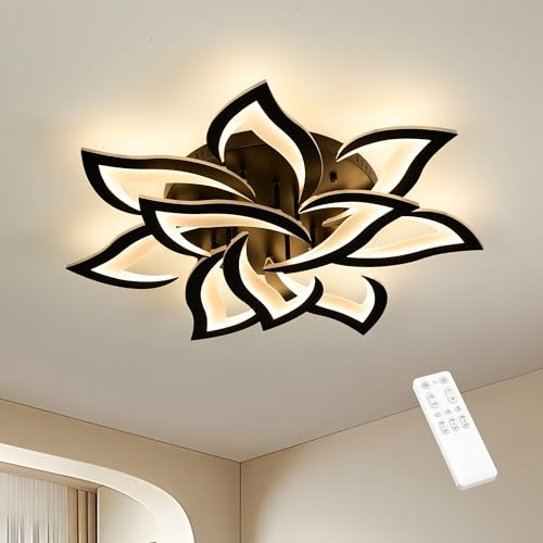 Deckenlampe Wohnzimmer 60W, Deckenleuchte dimmbar Wohnzimmer, Blumenlampe | Deckenlampe LED dimmbar 3000K-6000K für Wohnzimmer, Schlafzimmer, Küchen, Wohnzimmer Deckenleuchte, Deckenlampe Blume 85CM
