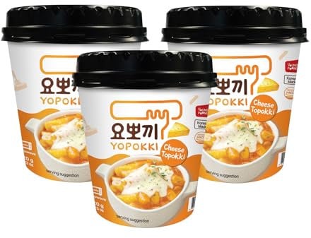 Topokki Tteokbokki Cheese Pack of 3 | Rice Cake Cup 120g - Instant Korean Snacks Food