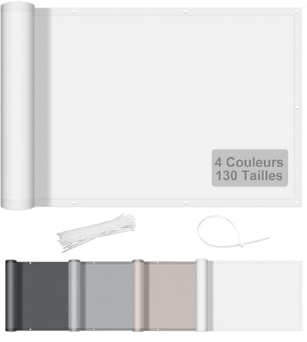 AXT SHADE Benutzerdefinierte Größe Balkon Sichtschutz Wetterfest 90x100cm Balkonverkleidung Balkonabdeckung Balkonbespannung Blickdichte Windschutz und UV-Schutz für Balkon-Weiß