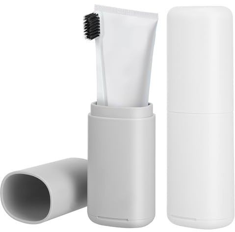 LRXIYODE 2 Pcs Portable Travel Toothbrush Case Lightweight PP Material Large Capacity Toothbrush Holder with Secure Seal for Toothpaste and Facial Cleanser Storage for Camping Business